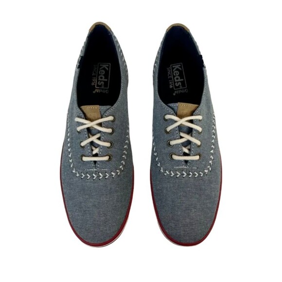 Keds Champion Pennant Sneakers  Womens Size 8  Blue Canvas w Baseball Stitching - Picture 2 of 11